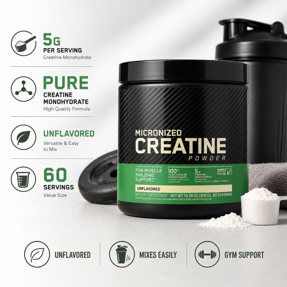 Nutrition Fitness - Kreatin-Monohydrat-Pulver 300g zur Unterstützung von Kraft,