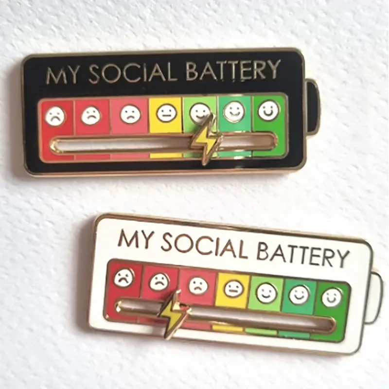 Nutrition Fitness - My Social Power Batterie-Brosche, Soziale Kraft,