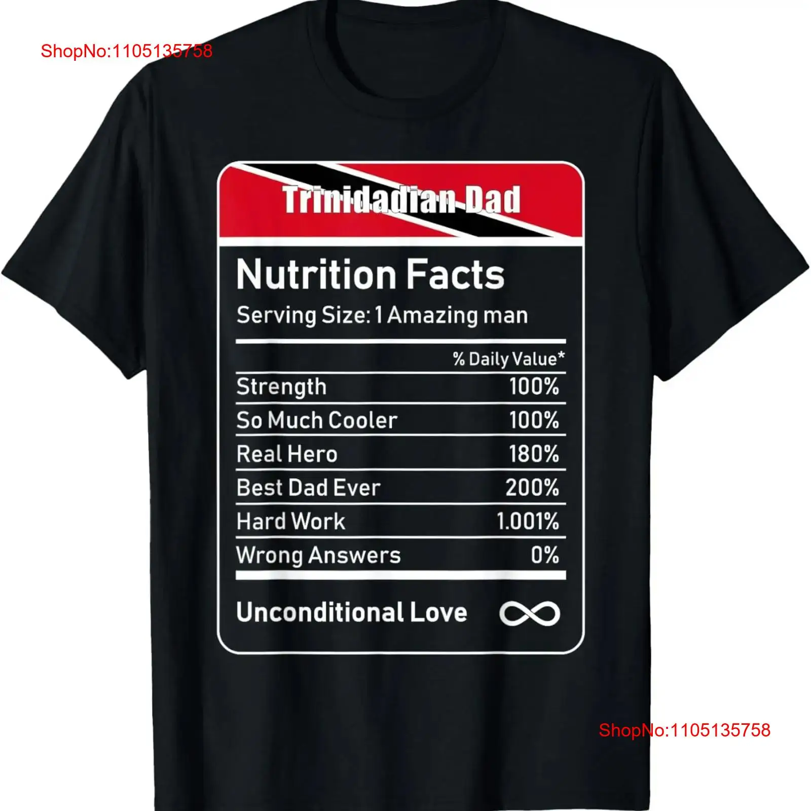 Nutrition & Fitness Hub - Trinidadian Dad Nutrition Facts Vatertags-T-Shirt im